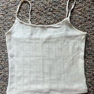 American Eagle Outfitters White Ribbed Crop Camisole